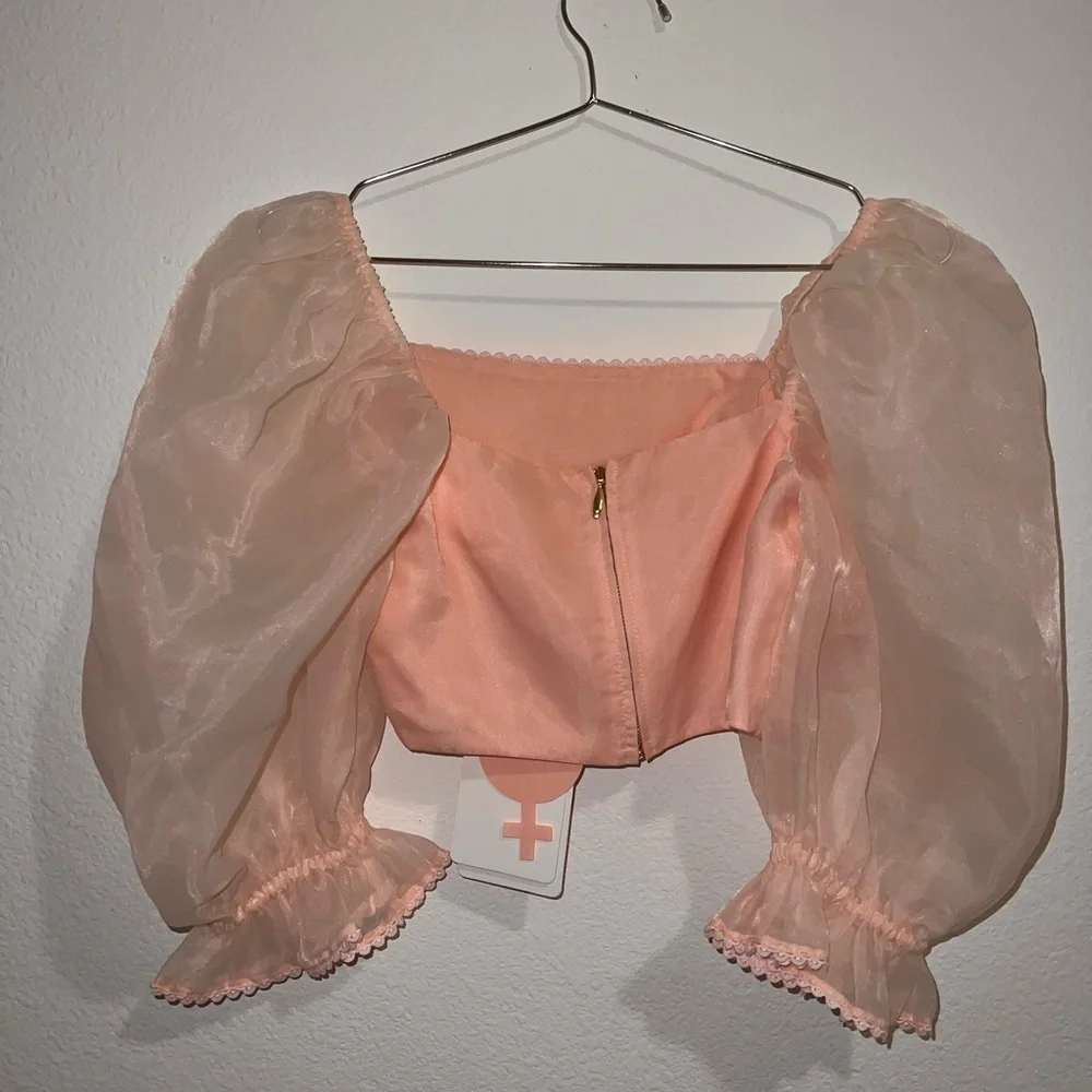 Selkie Baby Powder Puff Sleeve Crop Top - Picture 2 of 4